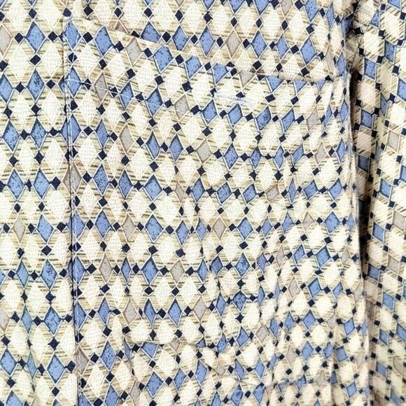 PIERRE CARDIN Diamond Pattern Blue‎ and Tan Casual Shirt Medium - Picture 3 of 7